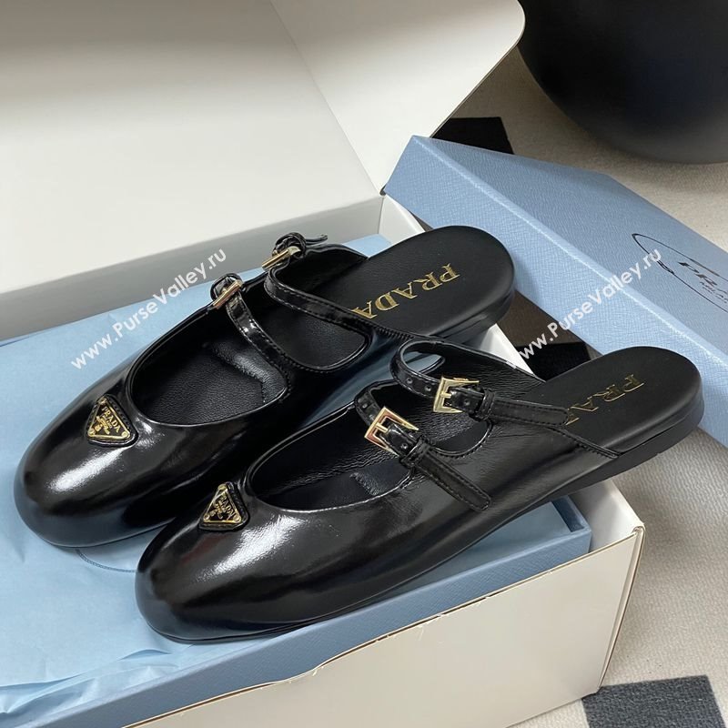Prada Patent Leather ballerina flat mules Black 2025 1F794N (MD-250825042)