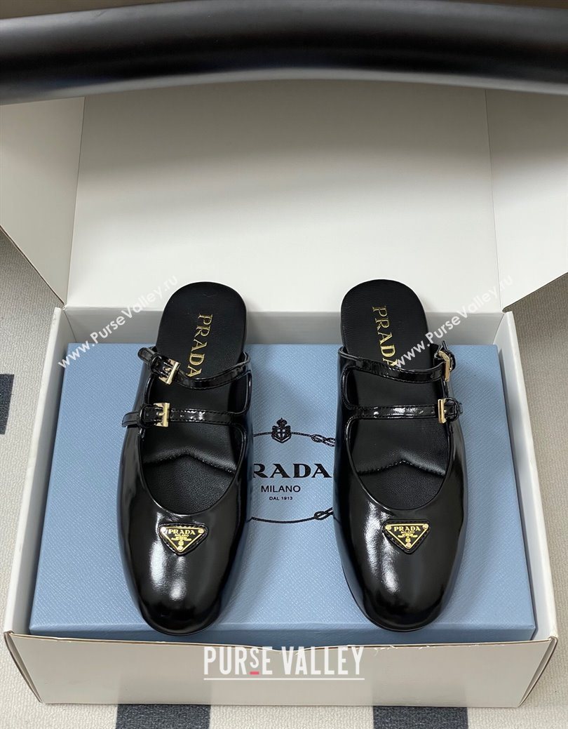 Prada Patent Leather ballerina flat mules Black 2025 1F794N (MD-250825042)