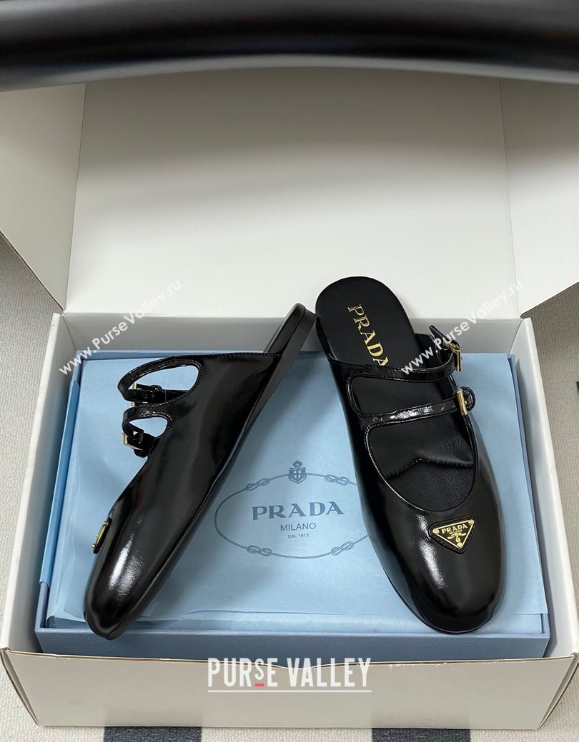 Prada Patent Leather ballerina flat mules Black 2025 1F794N (MD-250825042)