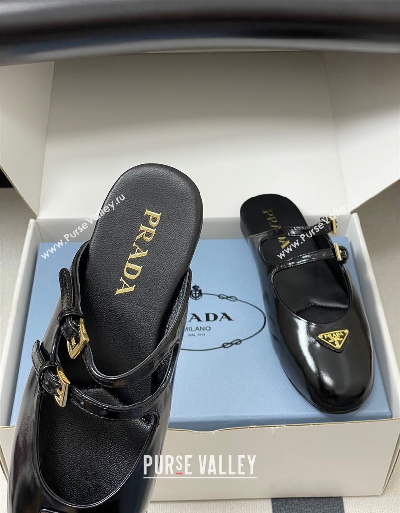 Prada Patent Leather ballerina flat mules Black 2025 1F794N (MD-250825042)