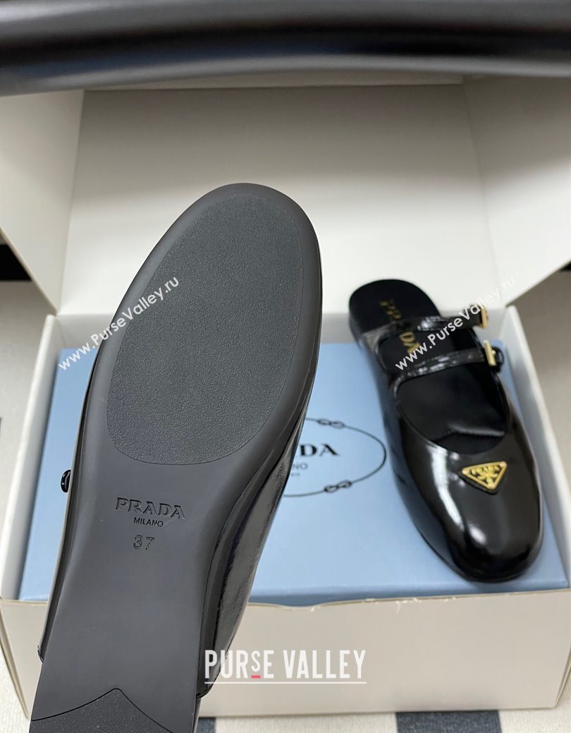 Prada Patent Leather ballerina flat mules Black 2025 1F794N (MD-250825042)