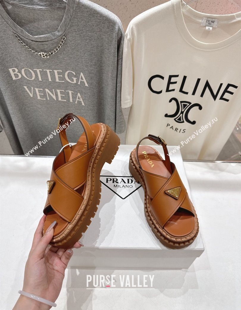 Prada Leather sandals Brown 2025 PR082504 (MD-250825014)