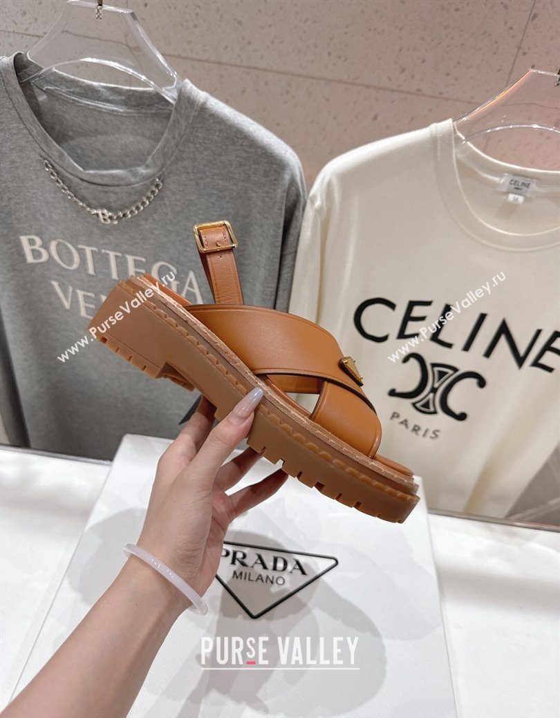 Prada Leather sandals Brown 2025 PR082504 (MD-250825014)