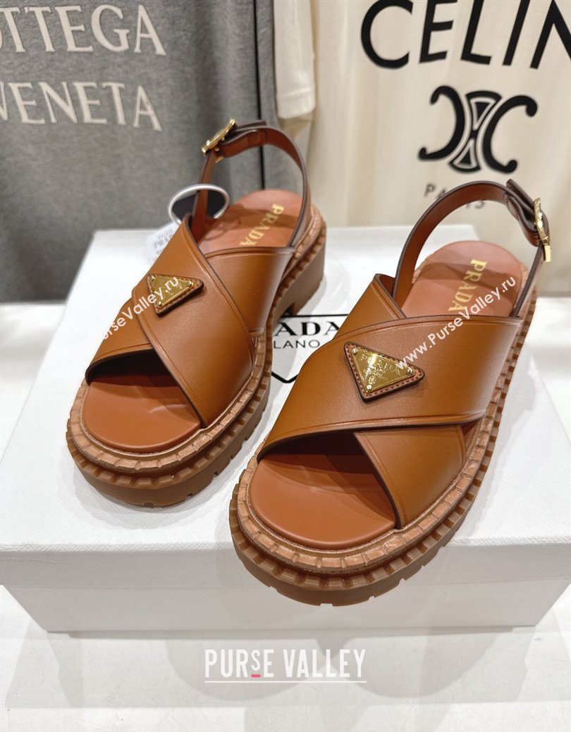 Prada Leather sandals Brown 2025 PR082504 (MD-250825014)