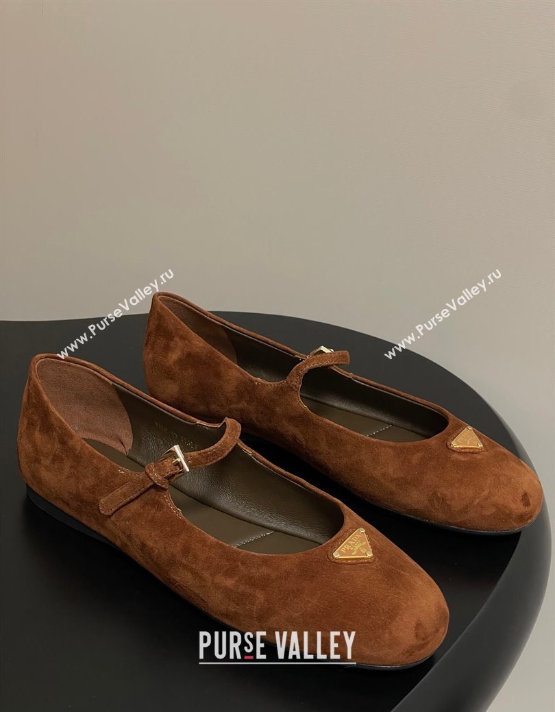 Prada Suede ballerinas flat Brown 2025 1F793N (MD-250825048)