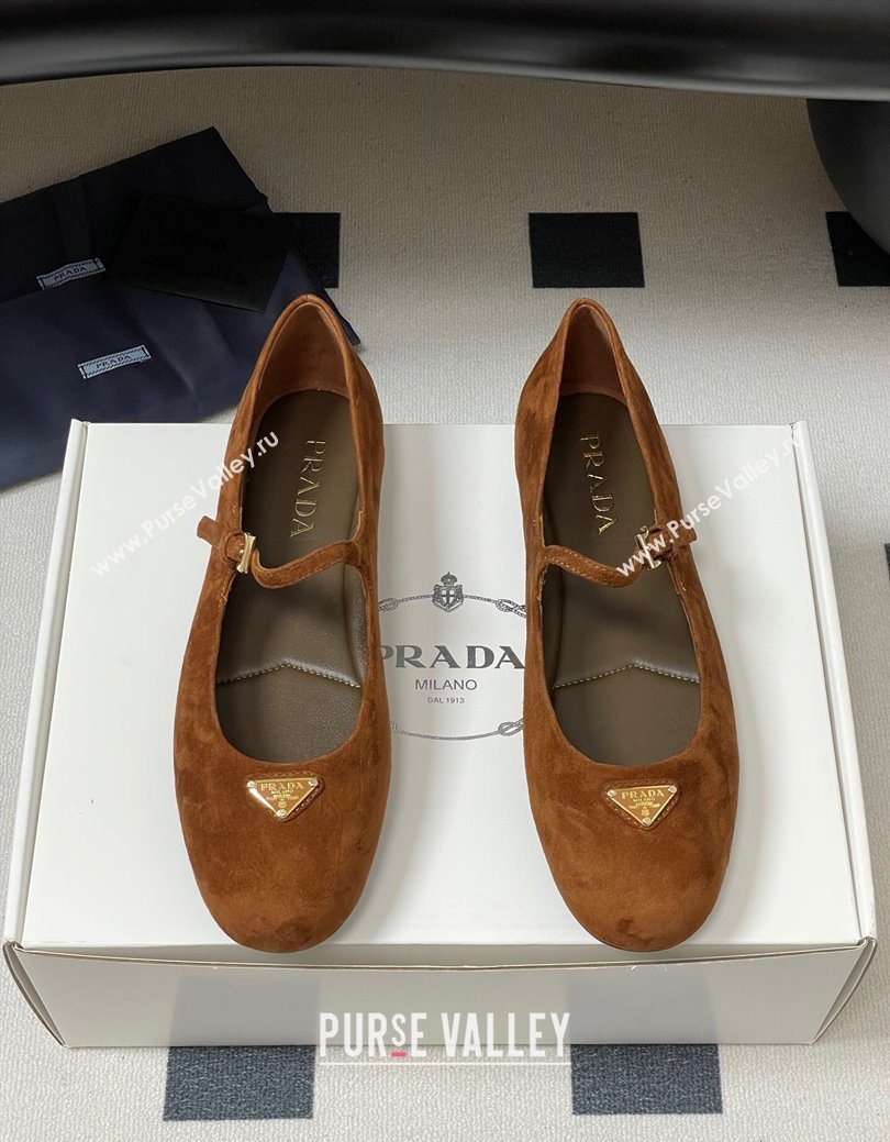 Prada Suede ballerinas flat Brown 2025 1F793N (MD-250825048)