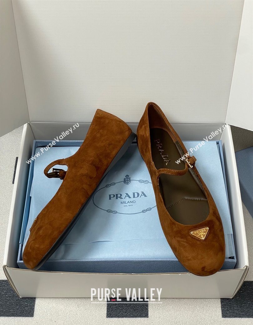 Prada Suede ballerinas flat Brown 2025 1F793N (MD-250825048)