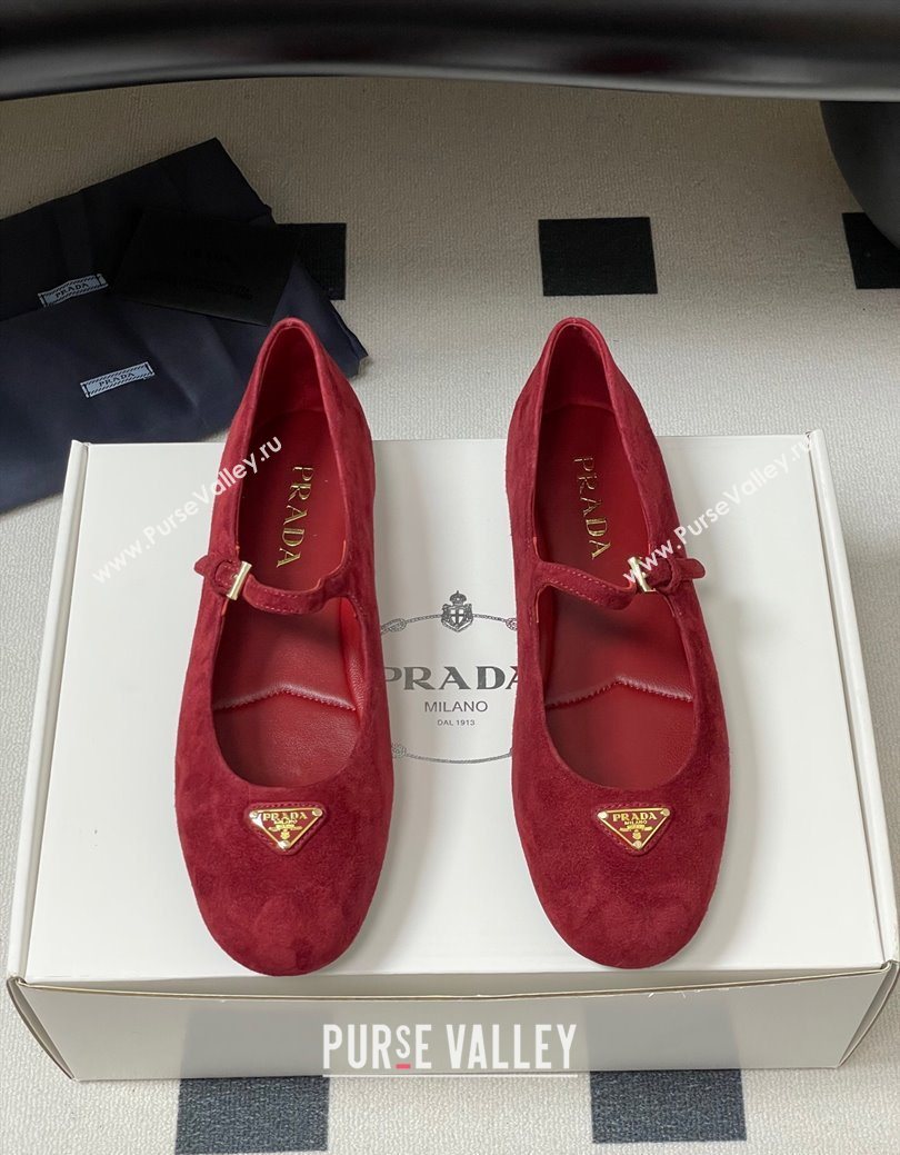 Prada Suede ballerinas flat Red 2025 1F793N (MD-250825049)