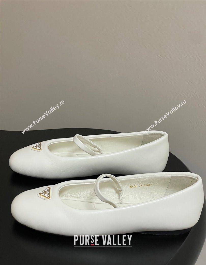 Prada Nappa Leather ballerinas flat White 2025 PR082509 (MD-250825051)