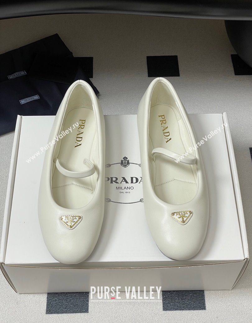 Prada Nappa Leather ballerinas flat White 2025 PR082509 (MD-250825051)