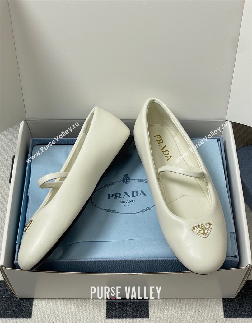 Prada Nappa Leather ballerinas flat White 2025 PR082509 (MD-250825051)