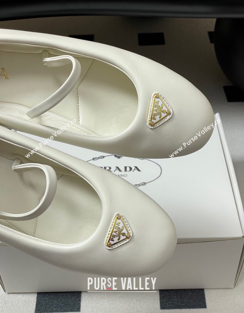 Prada Nappa Leather ballerinas flat White 2025 PR082509 (MD-250825051)