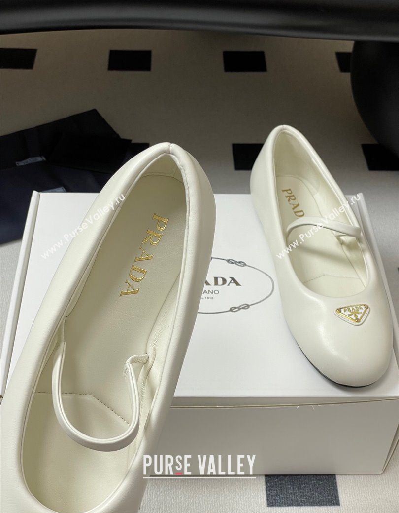Prada Nappa Leather ballerinas flat White 2025 PR082509 (MD-250825051)