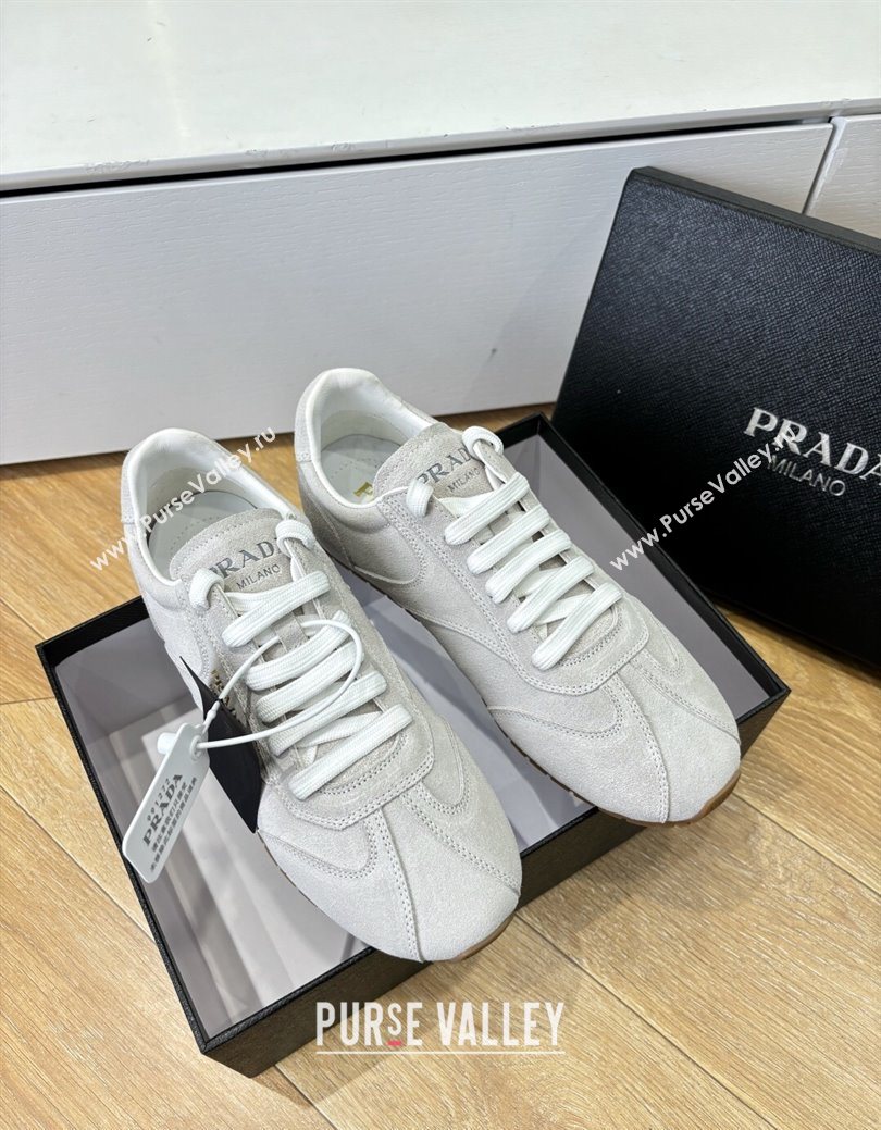 Prada Suede Sneakers Light Grey 2025 PR082501 (MD-250825003)