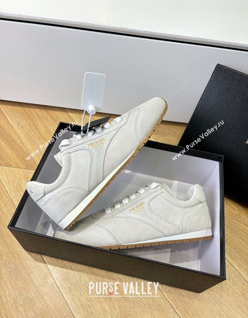 Prada Suede Sneakers Light Grey 2025 PR082501 (MD-250825003)