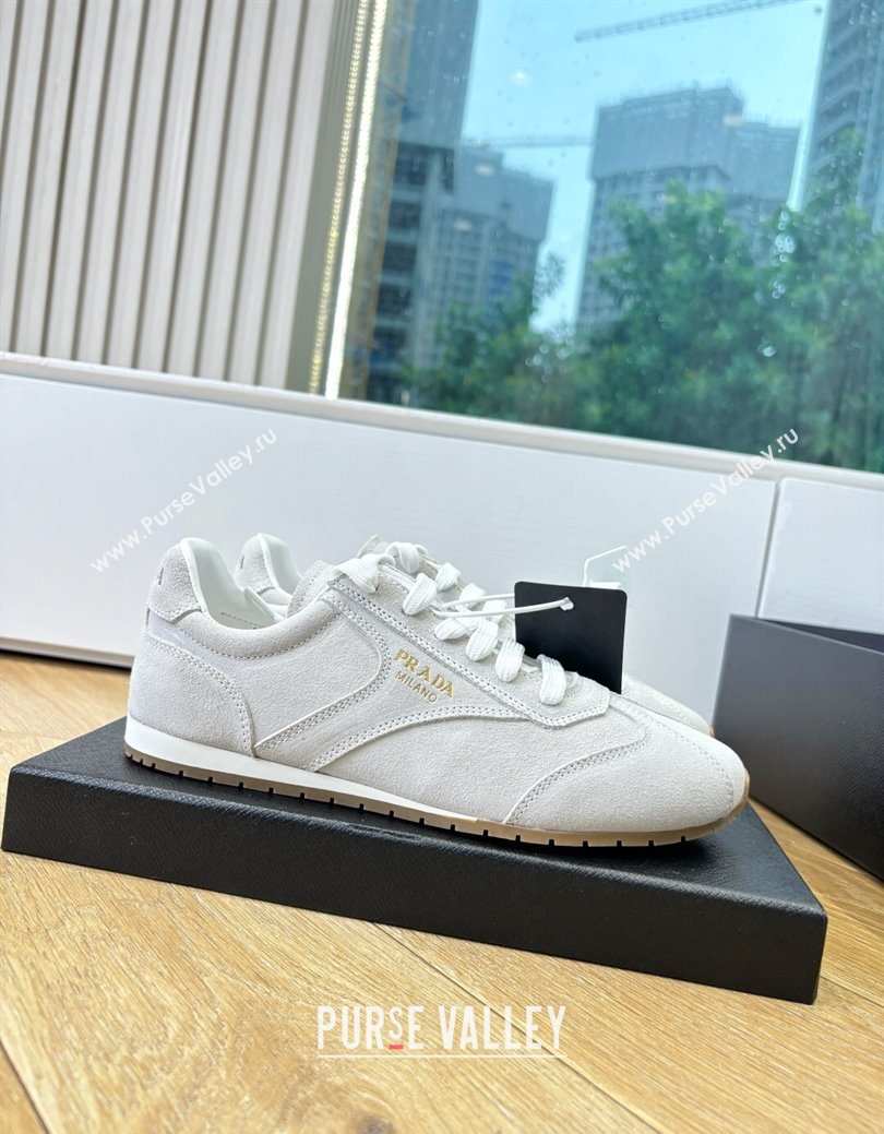 Prada Suede Sneakers Light Grey 2025 PR082501 (MD-250825003)