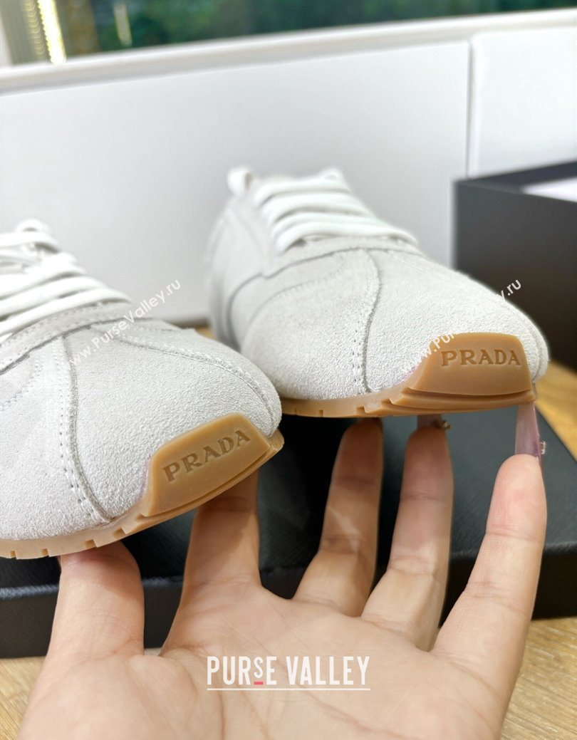 Prada Suede Sneakers Light Grey 2025 PR082501 (MD-250825003)