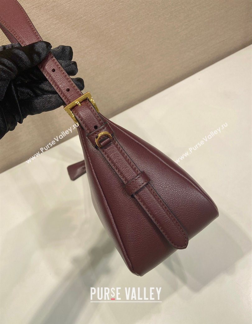 Prada Aimee medium leather shoulder bag Burgundy 2025 1BC229 (YZ-250929040)