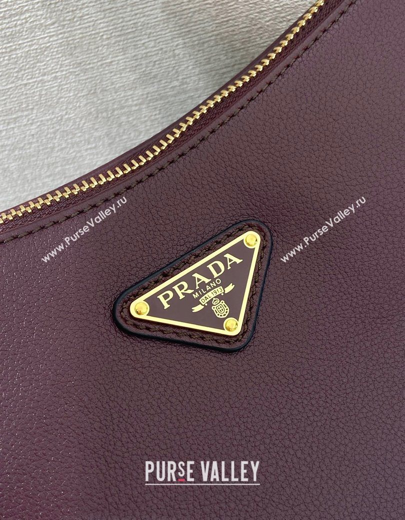 Prada Aimee medium leather shoulder bag Burgundy 2025 1BC229 (YZ-250929040)
