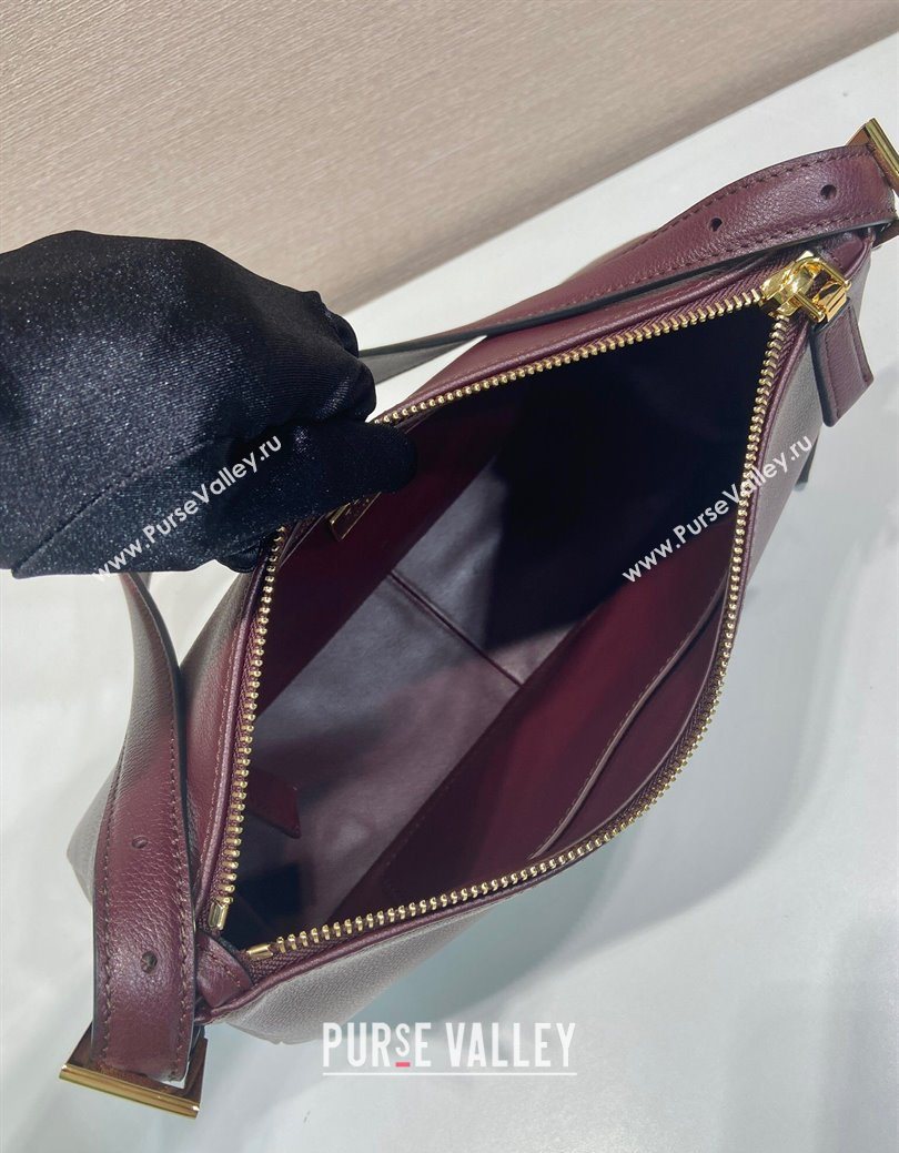 Prada Aimee medium leather shoulder bag Burgundy 2025 1BC229 (YZ-250929040)