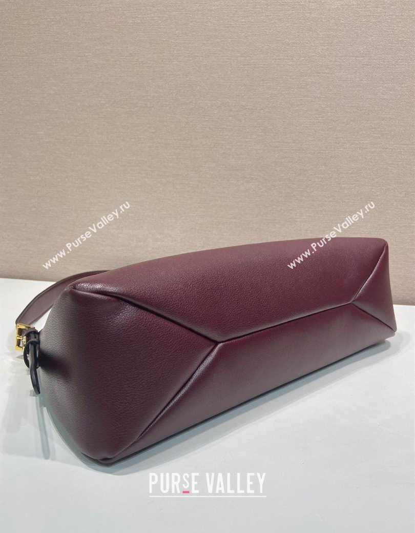 Prada Aimee medium leather shoulder bag 1BC228 Burgundy 2025 (YZ-250929041)