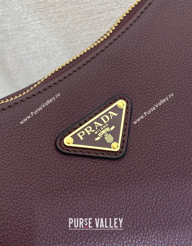 Prada Aimee medium leather shoulder bag 1BC228 Burgundy 2025 (YZ-250929041)