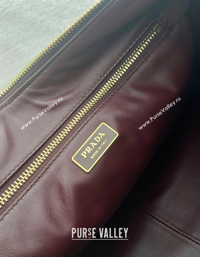 Prada Aimee medium leather shoulder bag 1BC228 Burgundy 2025 (YZ-250929041)