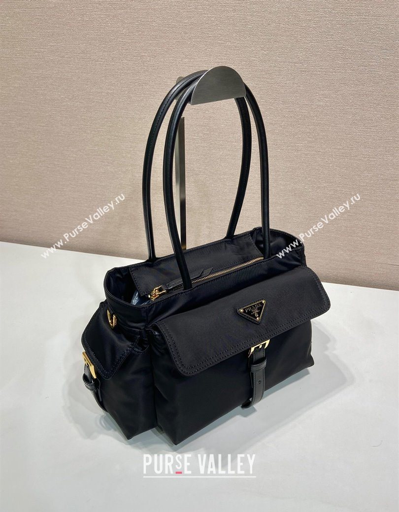 Prada Explore medium Re-Nylon and leather tote bag Black 2025 1BG596 (YZ-250929043)