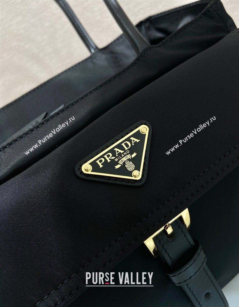 Prada Explore medium Re-Nylon and leather tote bag Black 2025 1BG596 (YZ-250929043)