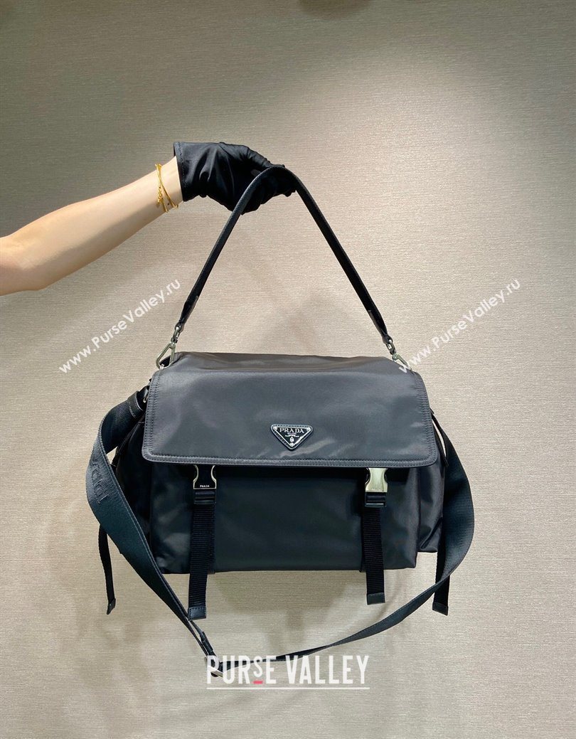 Prada Mens Explore Re-Nylon and leather bag Black 2025 2VD082 (YZ-250929044)