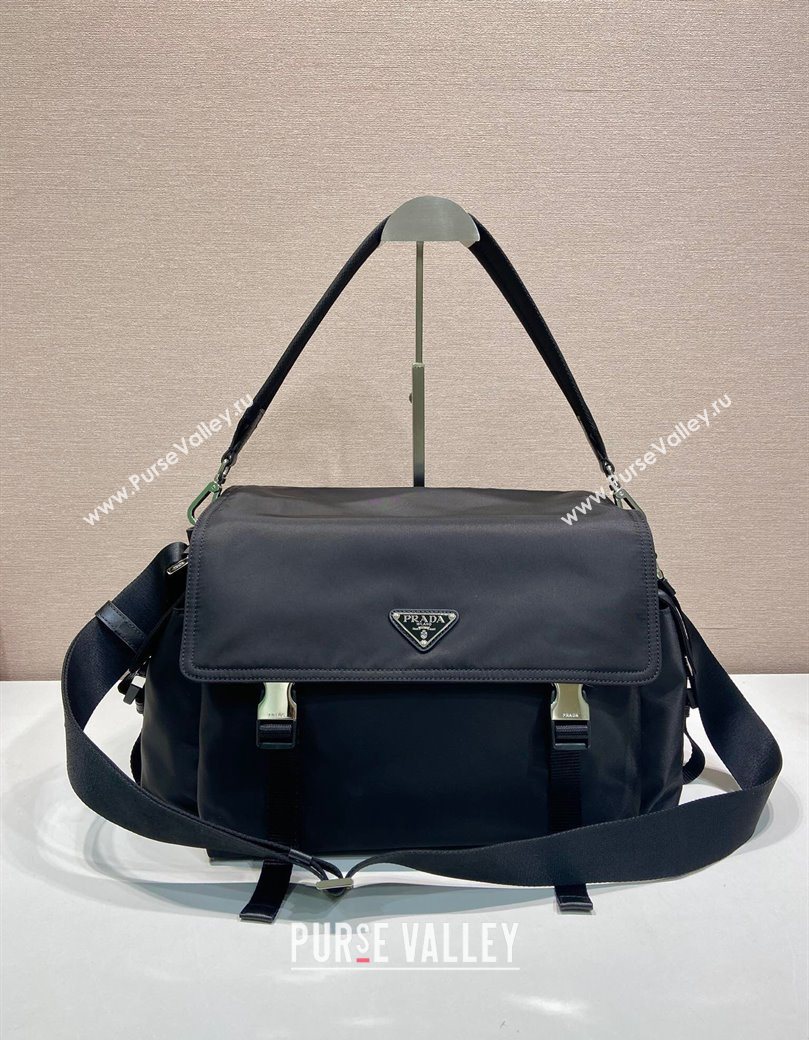 Prada Mens Explore Re-Nylon and leather bag Black 2025 2VD082 (YZ-250929044)