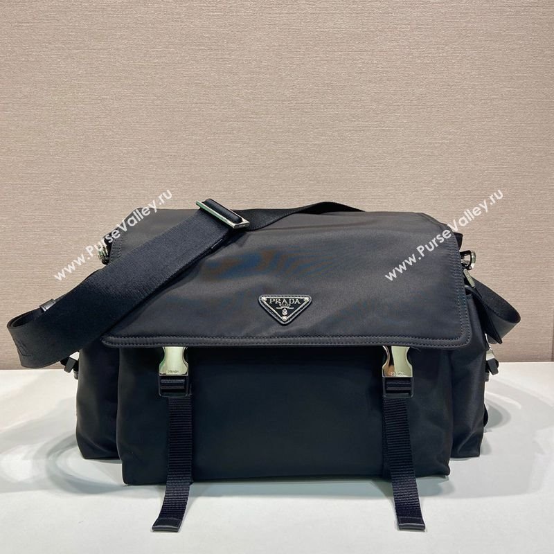 Prada Mens Explore Re-Nylon and leather bag Black 2025 2VD082 (YZ-250929044)