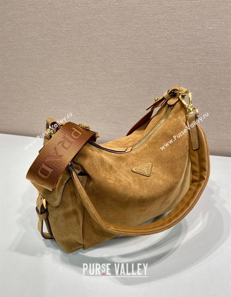 Prada Explore large suede shoulder bag Brown 2025 1BC264 (YZ-250927064)