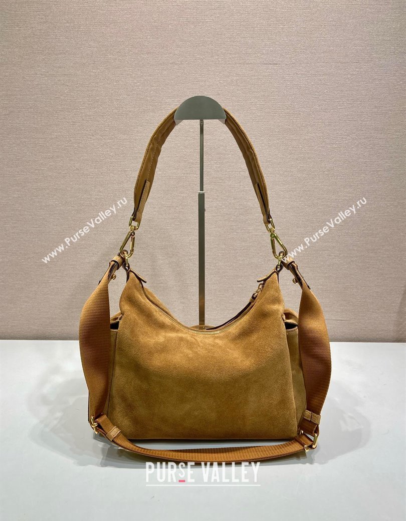 Prada Explore large suede shoulder bag Brown 2025 1BC264 (YZ-250927064)