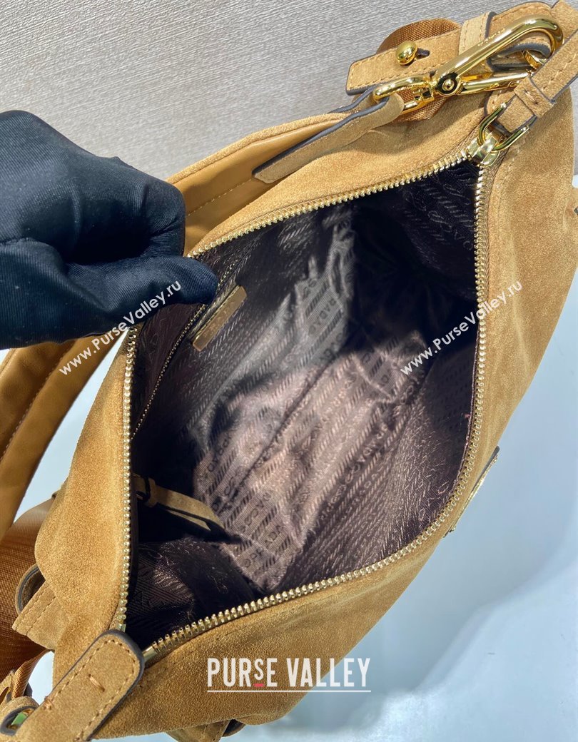 Prada Explore large suede shoulder bag Brown 2025 1BC264 (YZ-250927064)