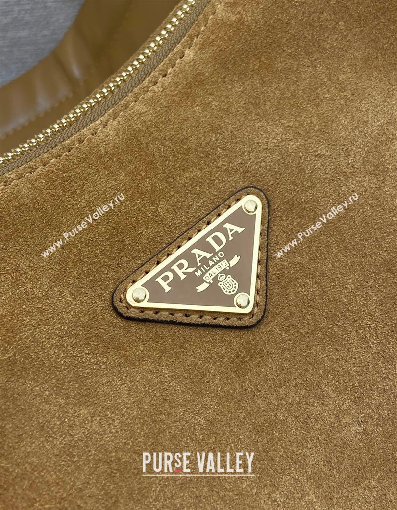 Prada Explore large suede shoulder bag Brown 2025 1BC264 (YZ-250927064)