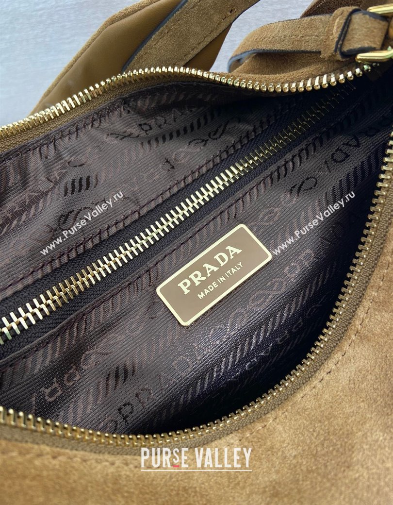 Prada Explore large suede shoulder bag Brown 2025 1BC264 (YZ-250927064)