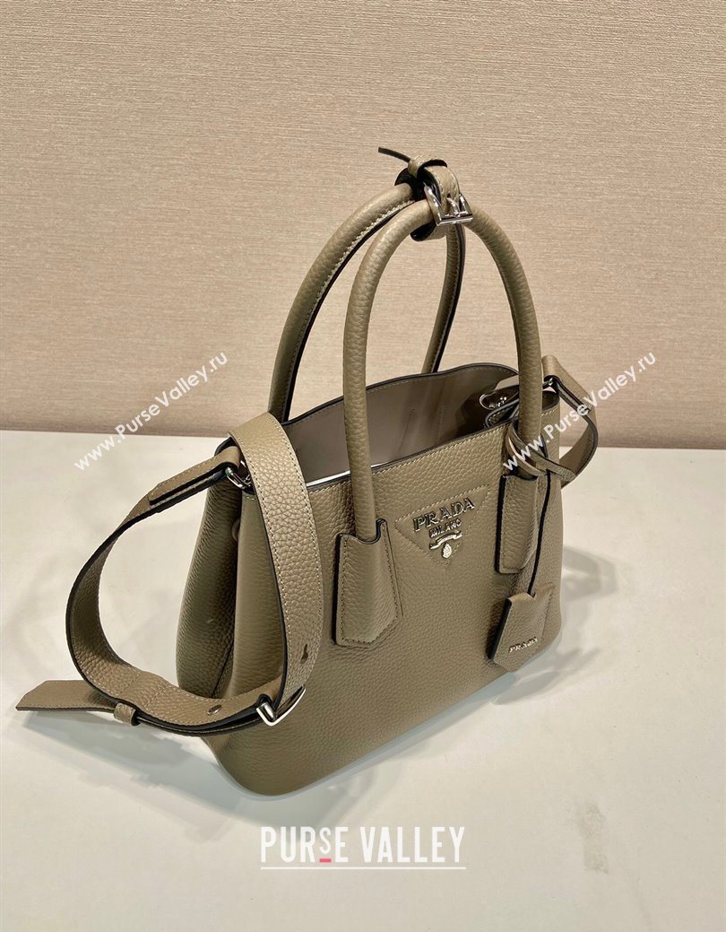 Prada Double small Grained leather bag Grey 2025 1BG443 0929 (YZ-250929057)