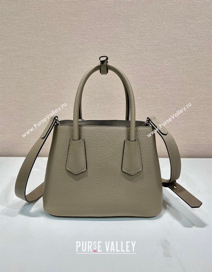 Prada Double small Grained leather bag Grey 2025 1BG443 0929 (YZ-250929057)