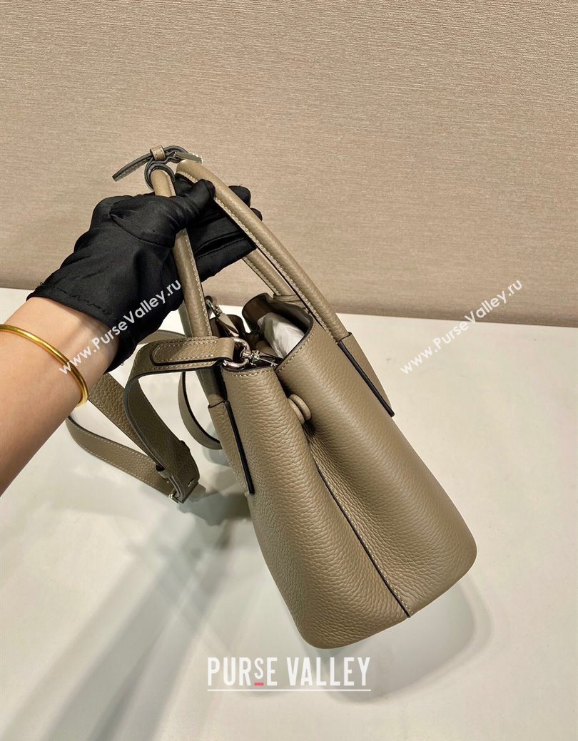 Prada Double small Grained leather bag Grey 2025 1BG443 0929 (YZ-250929057)