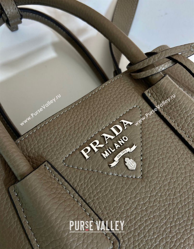 Prada Double small Grained leather bag Grey 2025 1BG443 0929 (YZ-250929057)