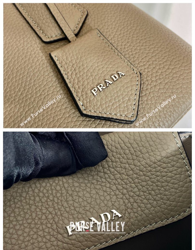 Prada Double small Grained leather bag Grey 2025 1BG443 0929 (YZ-250929057)