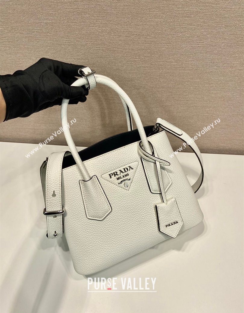 Prada Double small Grained leather bag White 2025 1BG443 0929 (YZ-250929058)
