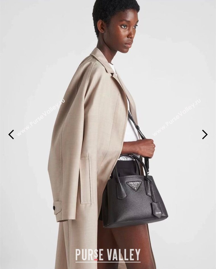 Prada Double small Grained leather bag Black 2025 1BG443 0929 (YZ-250929059)