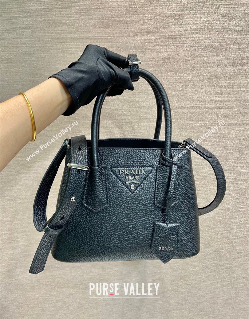 Prada Double small Grained leather bag Black 2025 1BG443 0929 (YZ-250929059)
