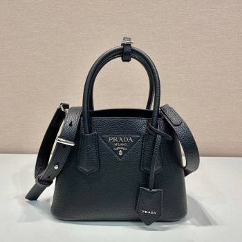 Prada Double small Grained leather bag Black 2025 1BG443 0929 (YZ-250929059)