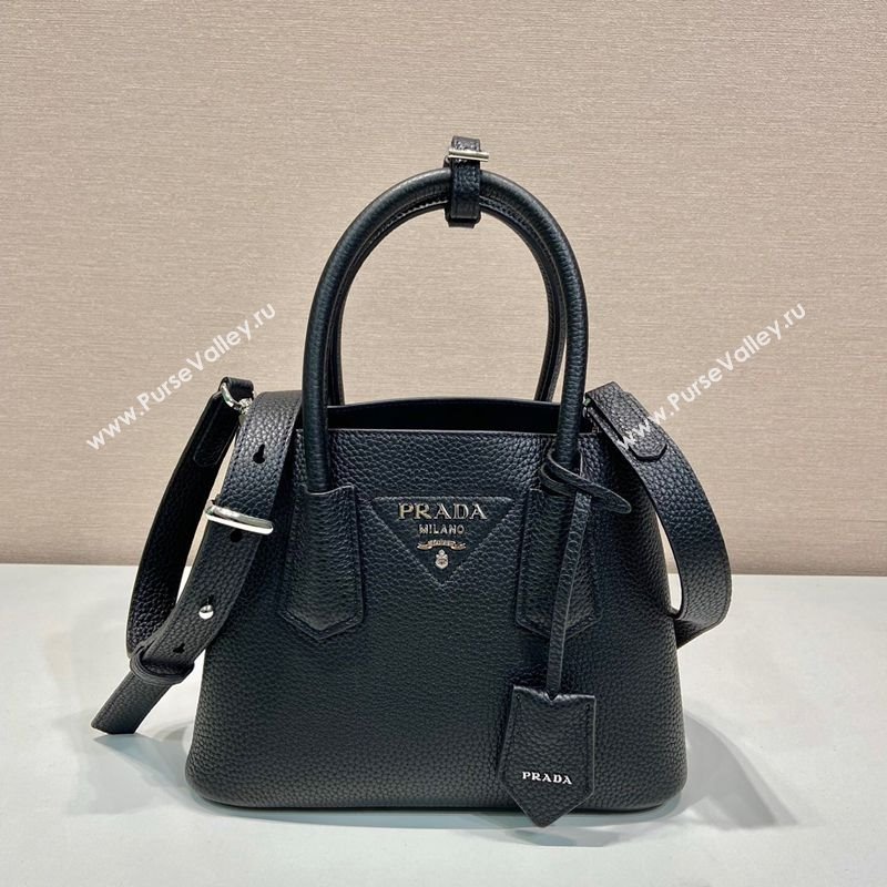 Prada Double small Grained leather bag Black 2025 1BG443 0929 (YZ-250929059)