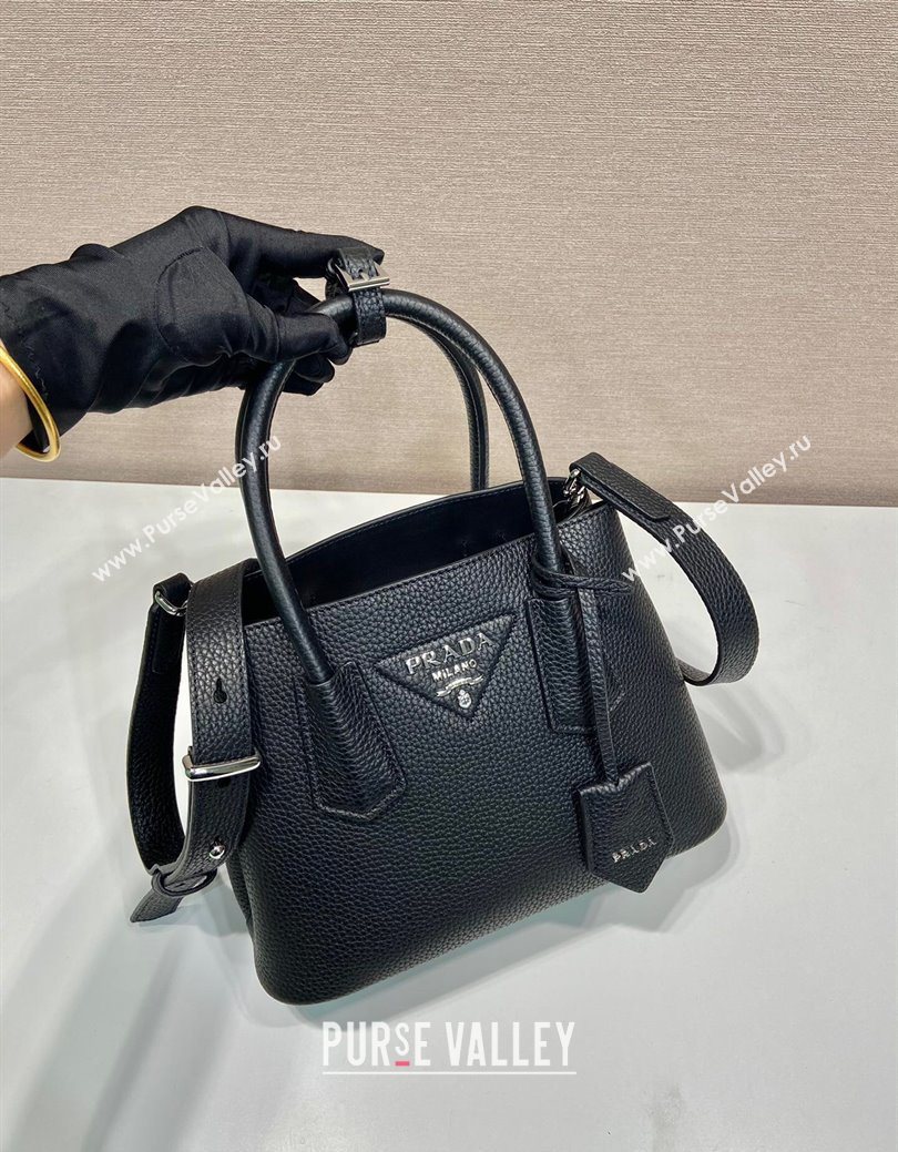 Prada Double small Grained leather bag Black 2025 1BG443 0929 (YZ-250929059)