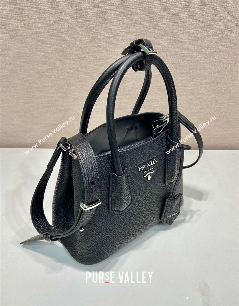Prada Double small Grained leather bag Black 2025 1BG443 0929 (YZ-250929059)