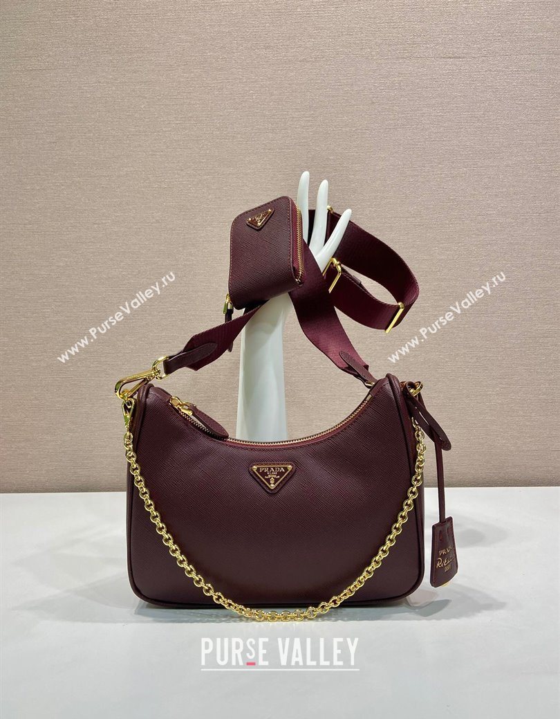Prada Re-Edition 2005 Saffiano leather bag Burgundy 2025 1BH204 (YZ-250929034)